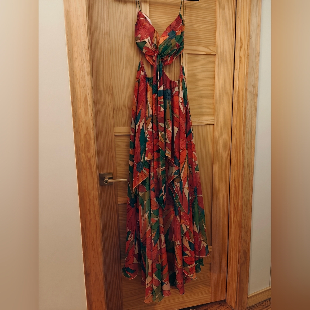Floral Multicolor Strapless Maxi Dress